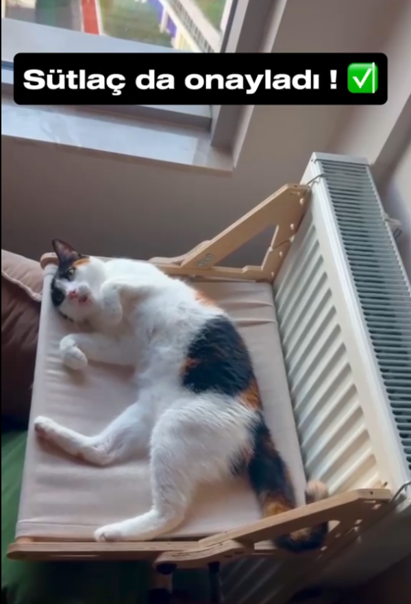 Vantuzlu Ahşap Kedi Yatağı - Kiremit